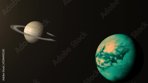 Titan Moon And Saturn 
Largest moon of Saturn and the second-largest in the Solar System.