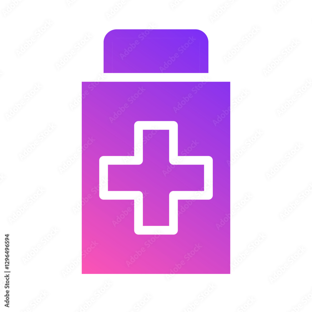 Medical Bottle with Cross Symbol Gradient Icon Medical Bottle with Cross Symbol Gradient Icon