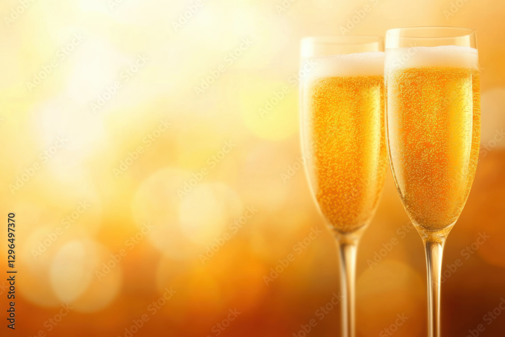 Golden Champagne Toast Background with Copy Space Golden Champagne Toast Background with Copy Space