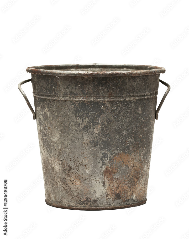 The isolated zinced bucket on a white backdrop The isolated zinced bucket on a white backdrop