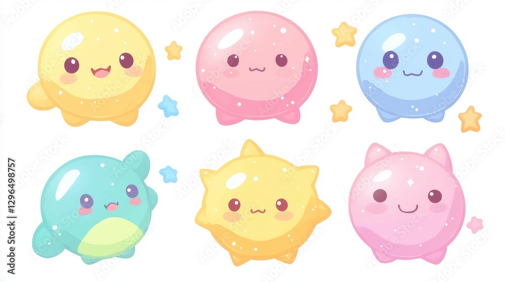 Cute cartoon blobs, various colors Cute cartoon blobs, various colors