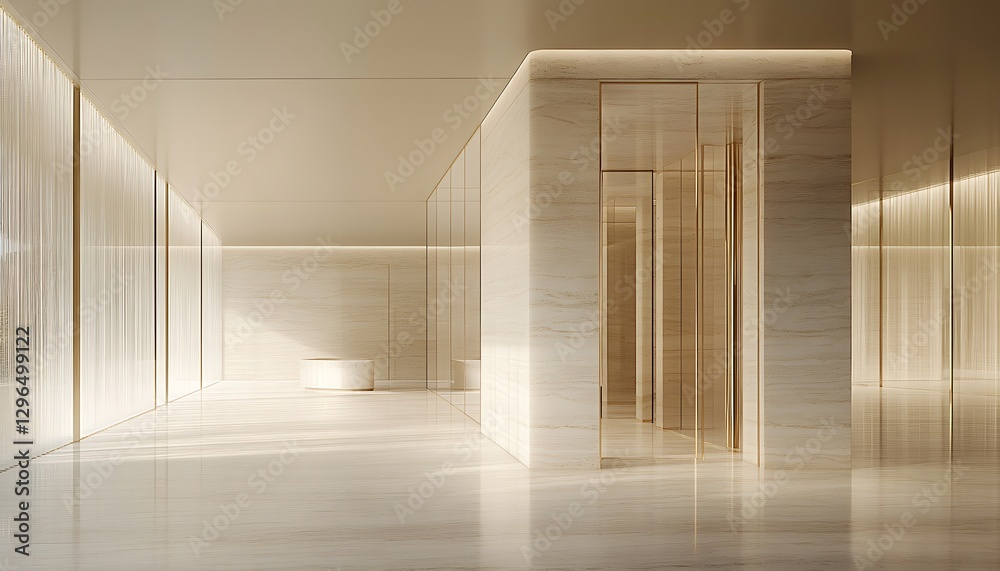 Obraz premium Sunlit Beige Marble Lobby Interior
