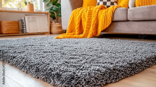 Gray Rug in Cozy Living Room photo