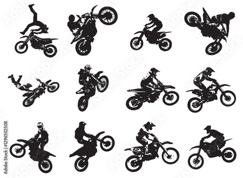 set motorcycle rider silhouette