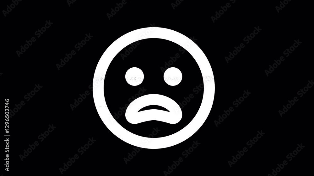 Icon frown open is distorted. Glitch. Noise, chromatic aberration, geometric distortion. Transparent background, looped. In-Out looped. Alpha BW at the end Icon frown open is distorted. Glitch. Noise, chromatic aberration, geometric distortion. Transparent background, looped. In-Out looped. Alpha BW at the end
