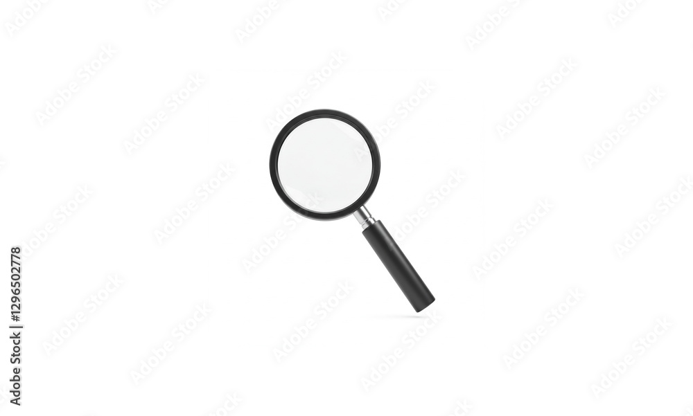 Ultra-realistic 3D Render of a Magnifying Glass Icon on Pure White Background