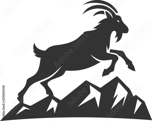 Goat running across a rocky terrain animal silhouette vector