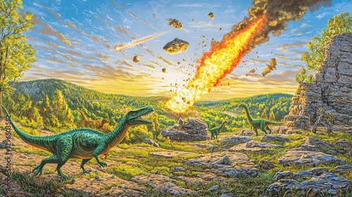 Fototapeta Naklejka Na Ścianę i Meble -  Dinosaur Extinction Event - Landscape