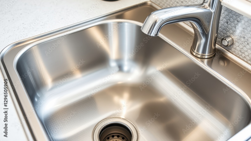 Modern Stainless Steel Sink with Sleek Faucet Design Modern Stainless Steel Sink with Sleek Faucet Design