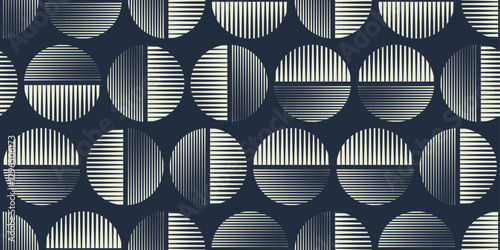 Abstract circles, background of two halves of circles. Striped and gradient circles, repeating stylish background.