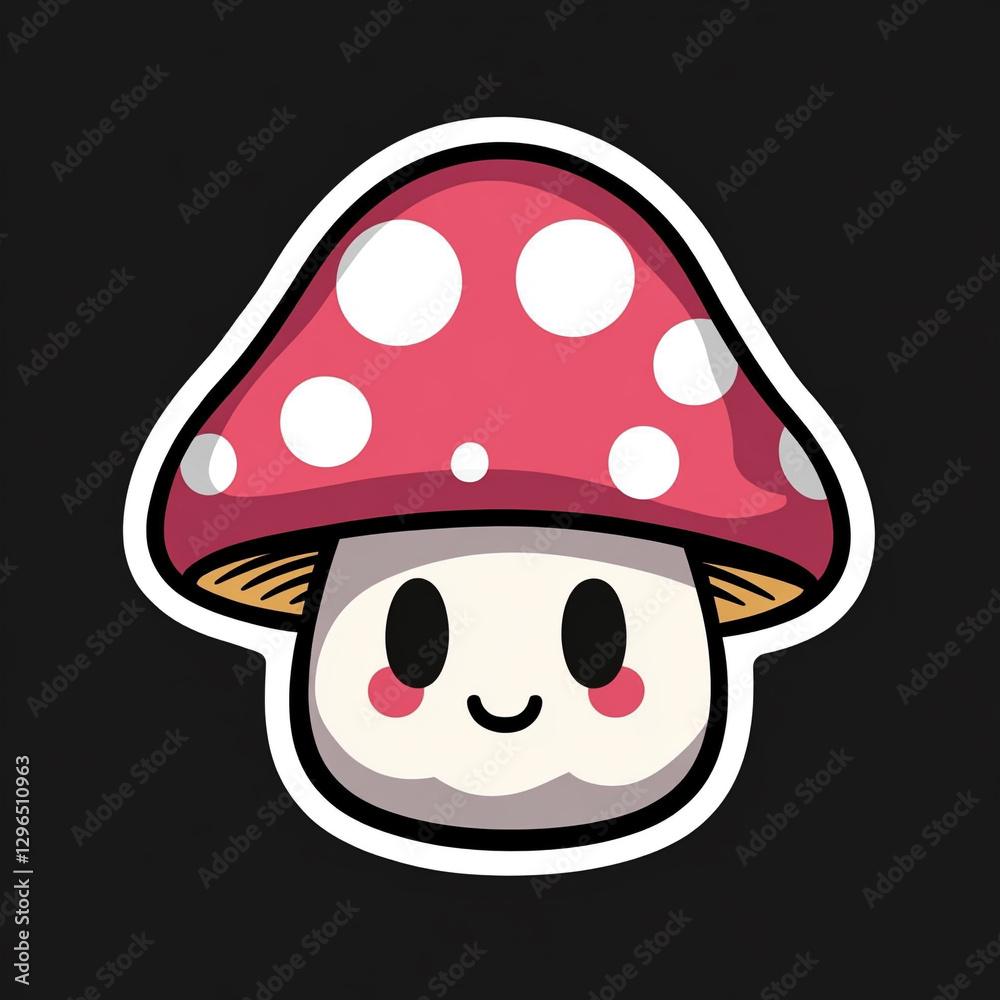 Cheery Polka Dot Mushroom in Anime Style - Flat Design with Bright Colors and Whimsical Charm Perfect for Illustrations Graphics and Fun Creative Projects Cheery Polka Dot Mushroom in Anime Style - Flat Design with Bright Colors and Whimsical Charm Perfect for Illustrations Graphics and Fun Creative Projects