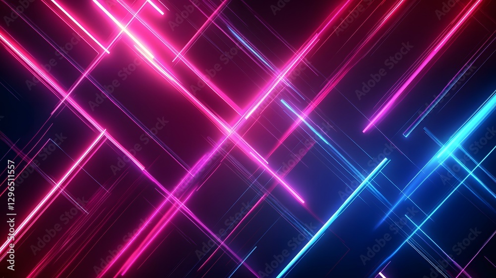 Abstract neon background with glowing lines and a glow effect on a black backdrop. Vector illustration of a retro laser light in blue, pink, and purple colors for a party poster or night club banner Abstract neon background with glowing lines and a glow effect on a black backdrop. Vector illustration of a retro laser light in blue, pink, and purple colors for a party poster or night club banner