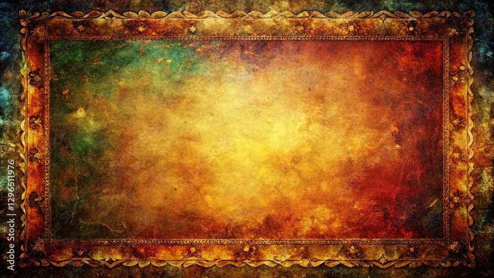 Fototapeta premium Grunge Photo Frame Overlay: Empty Vintage Border for Text & Images