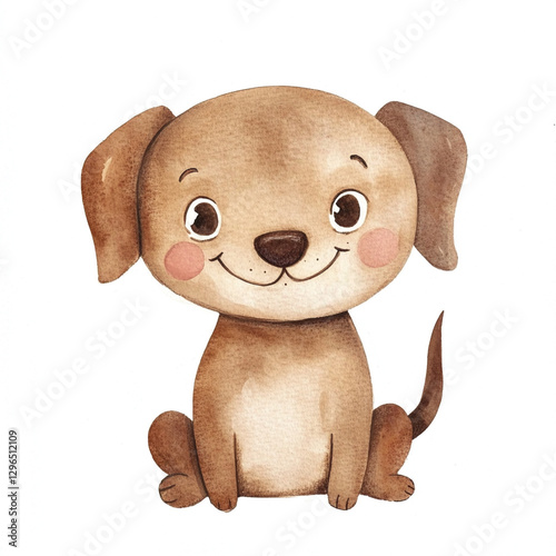 Cute Smiling Brown Dog in Minimal Isolated Watercolor Style Perfect for Pet Lovers Art Enthusiasts and Home Decor Capturing the Joy and Playfulness of a Beloved Canine Companion