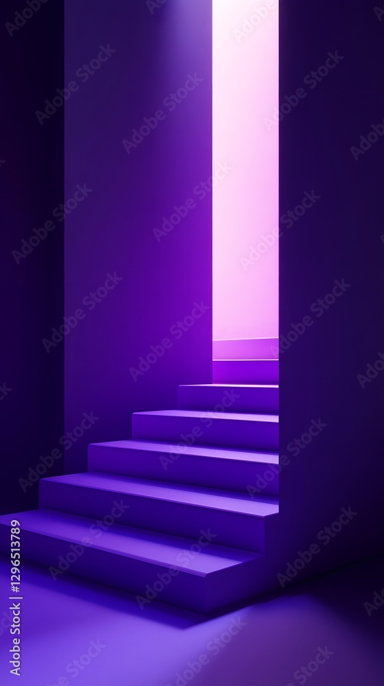 Obraz premium Purple Stairway Leading Towards a Bright Light at the End