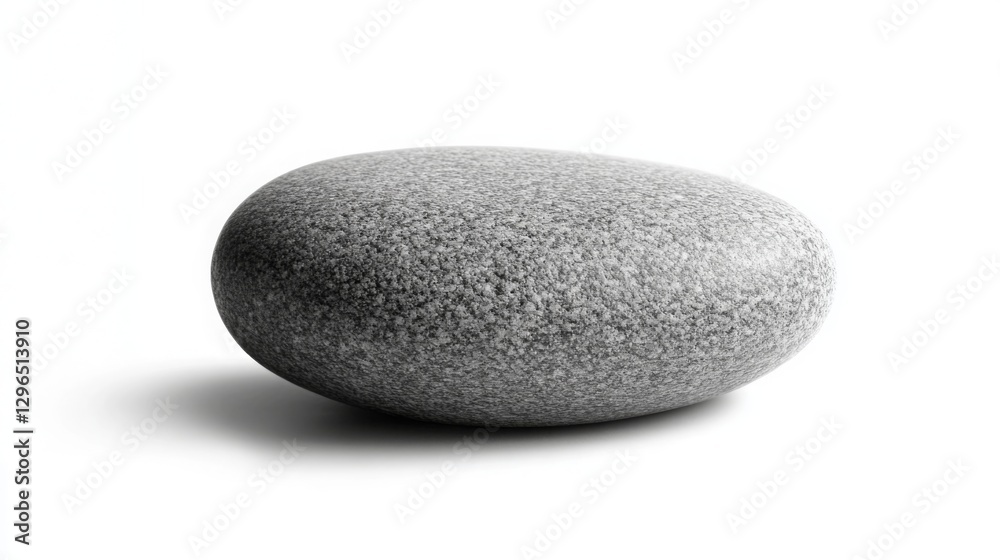 Photo of a single smooth gray stone on a white background Photo of a single smooth gray stone on a white background