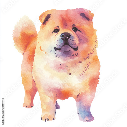 Chow Chow Dog Watercolor Illustration with Vibrant Colors Soft Brush Strokes and Artistic Flair Perfect for Pet Lovers Home Decor and Unique Gifts for Dog Enthusiasts