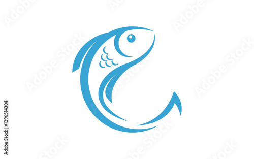 Fish icon illustration Logo design template