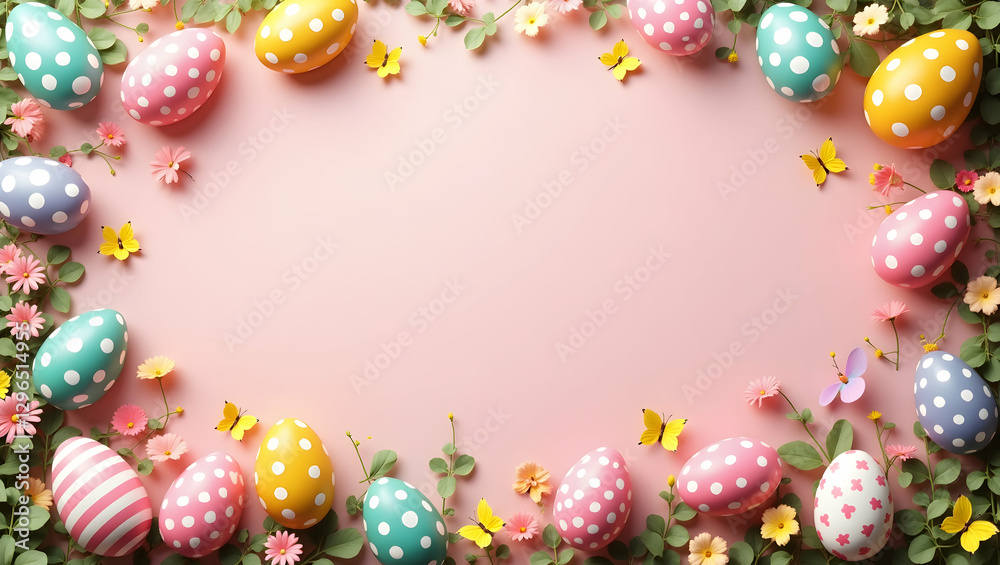 custom made wallpaper toronto digitalEaster eggs and butterflies border frame with vibrant copy space for Easter concept as Colorful Easter eggs and fluttering butterflies framing vibrant space for Easter messages in  Photo Stock  Concep