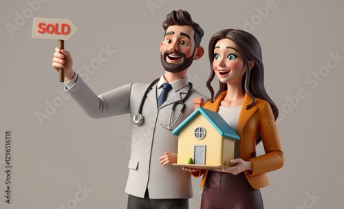 Realtor and happy homebuyer with 