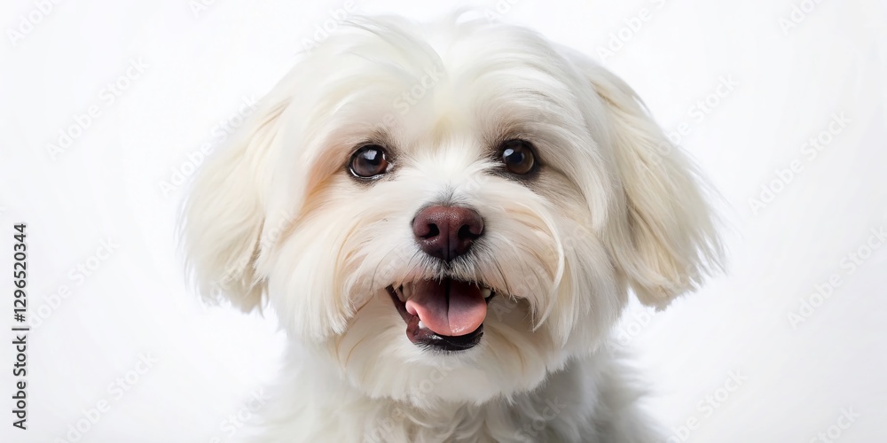 Happy Maltese Dog Portrait: Studio Shot on White Background Happy Maltese Dog Portrait: Studio Shot on White Background