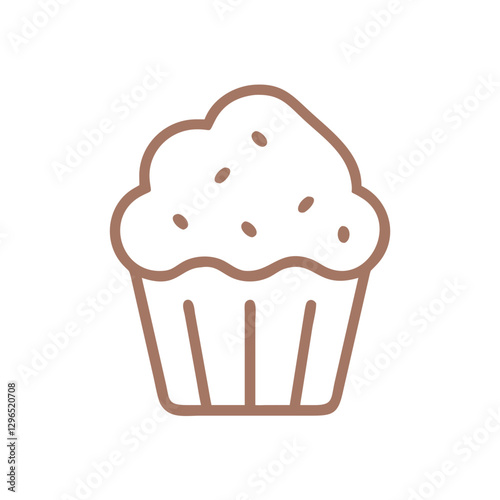 Chocolate muffin icon with minimalist design and Mocha mousse outline 