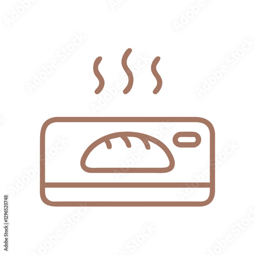 Oven baking bread icon with minimalist design and Mocha mousse outline 