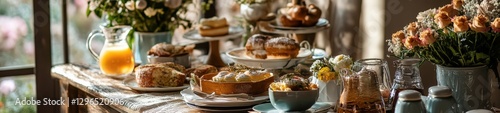 Chic Rustic Breakfast Table with Elegant Décor and Fresh Flowers
