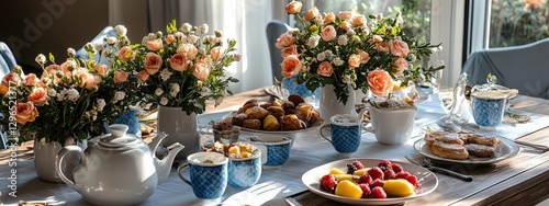 Chic Rustic Breakfast Table with Elegant Décor and Fresh Flowers