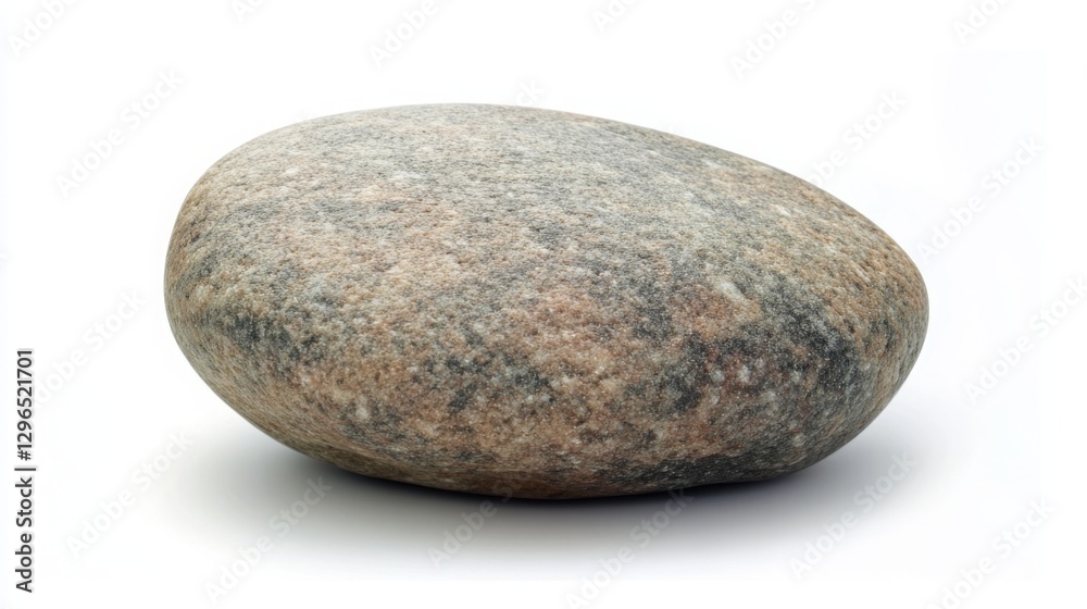 Photograph of a single, smooth, gray stone on a white background Photograph of a single, smooth, gray stone on a white background