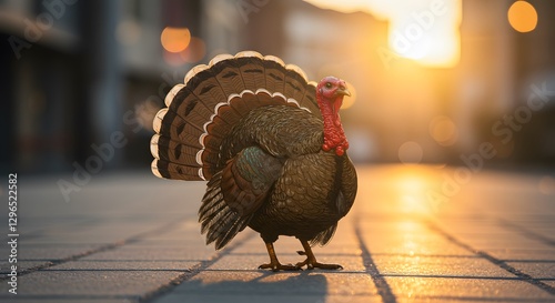 Majestic Peacock Display in street photo