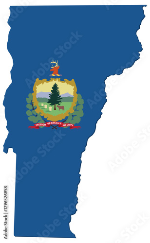 Map of the US state of Vermont with the state emblem outlined