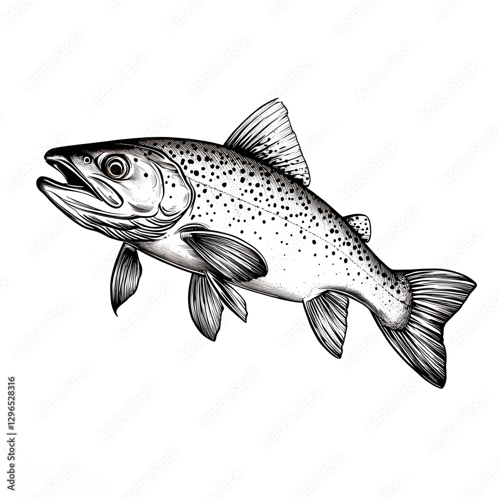 Fototapeta premium Stunning fish silhouette on an elegant black and white background for artistic appeal