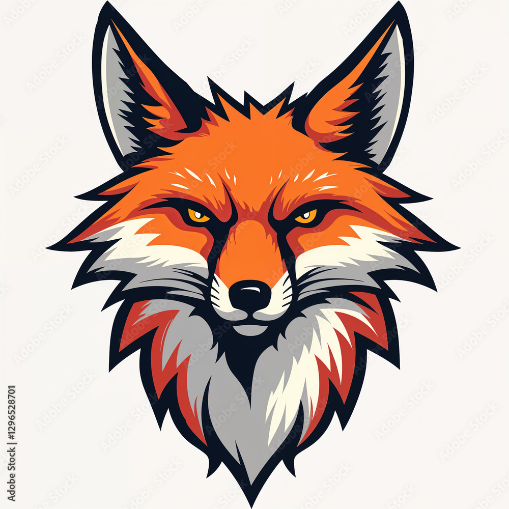 Modern orange fox mascot logo for gaming teams, cyber players, and social networks