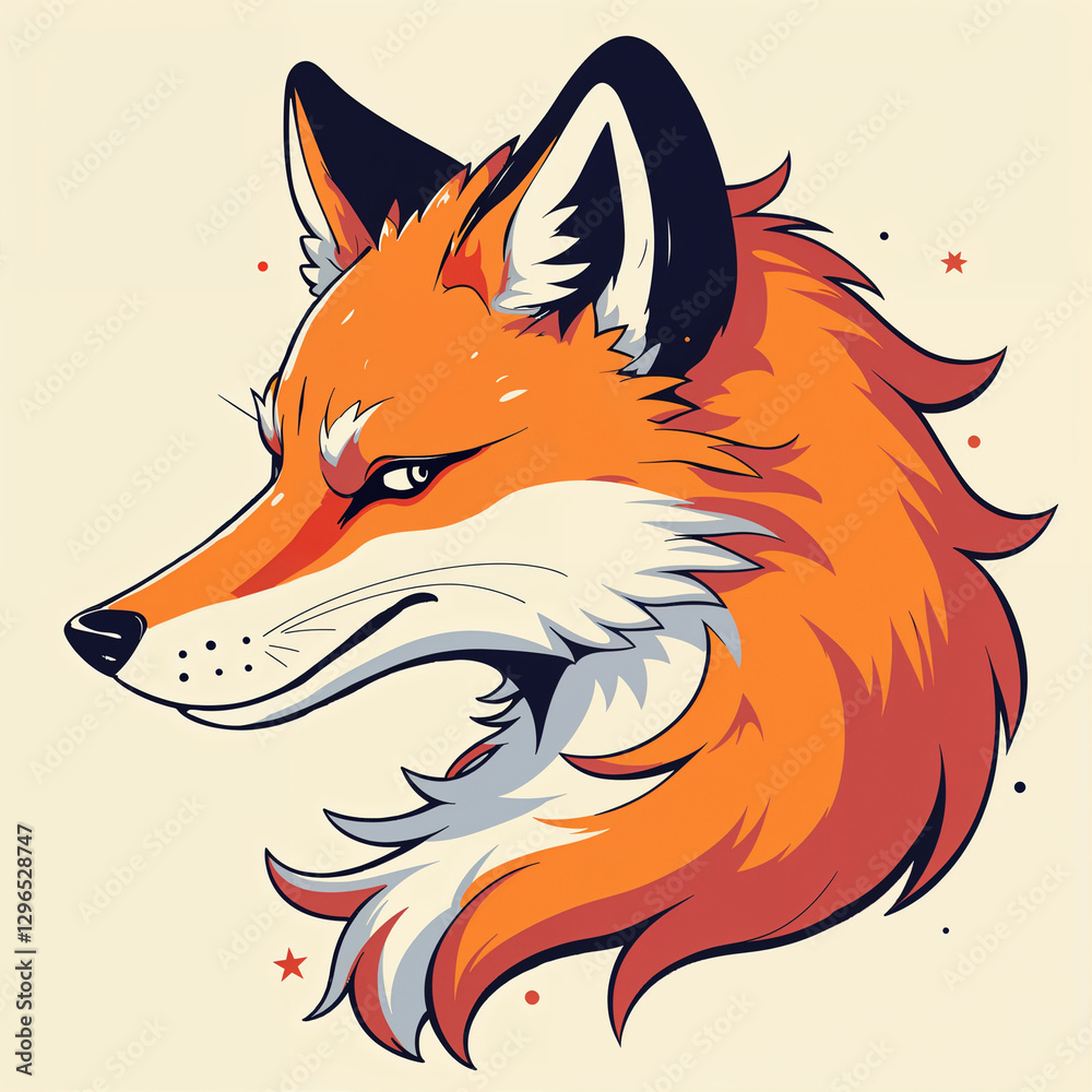 Modern orange fox mascot logo for gaming teams, cyber players, and social networks