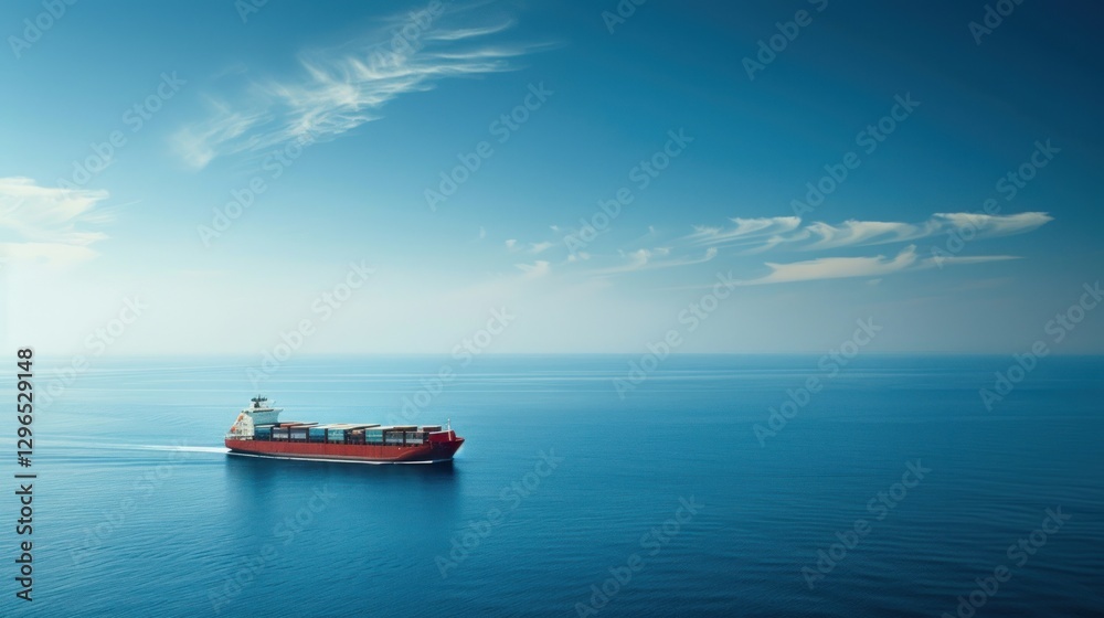 Naklejka premium Cargo Ship Sailing on the Open Sea