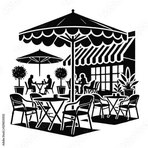 Café Silhouette with Outdoor Seating
