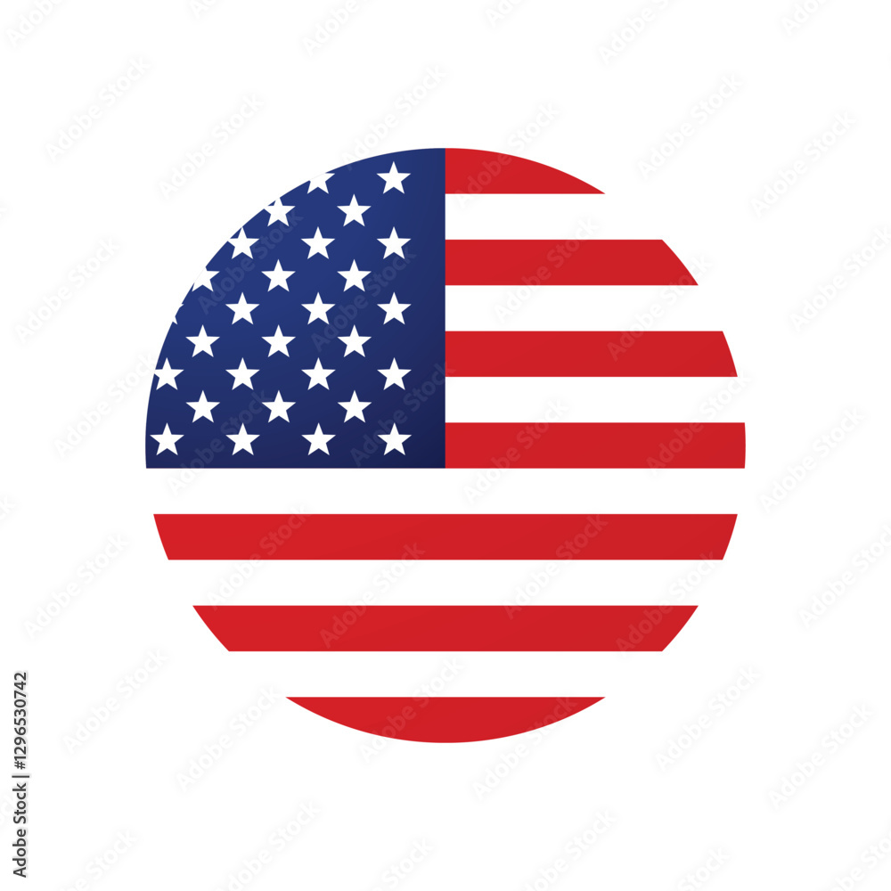 American Flag in Circle. American flag in the shape of a circle