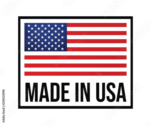 Made in USA American flag icon. Made in USA icon with American flag. Vector quality logo or US made flag badge for premium package design