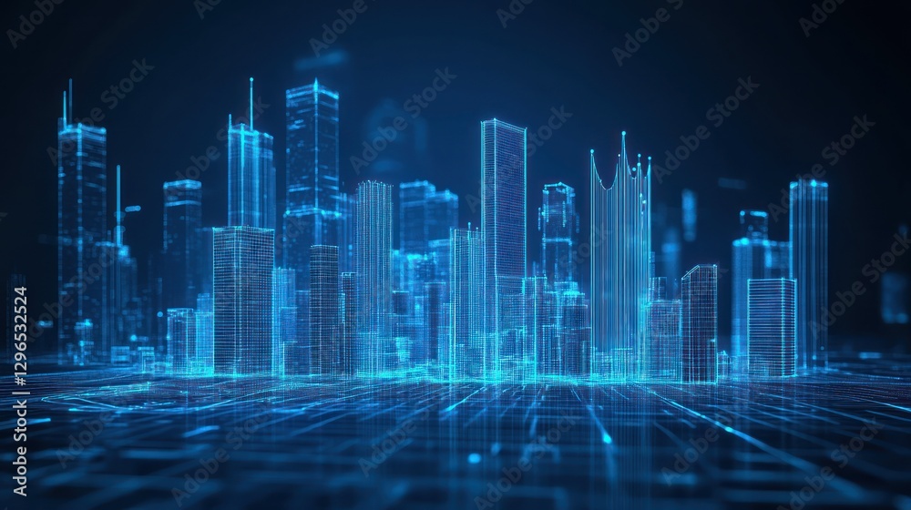 Fototapeta premium Digital Cityscape - Futuristic Architecture