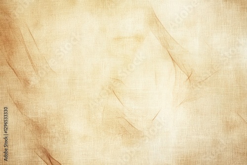 aged beige linen fabric with vintage creased texture