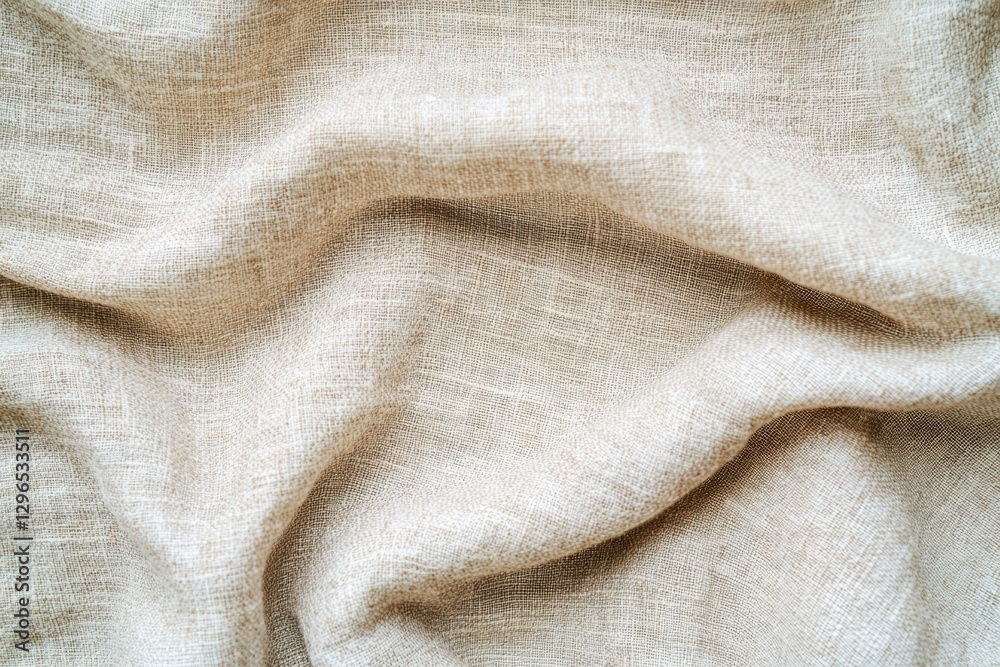 Fototapeta premium light beige linen fabric with soft folds and natural feel