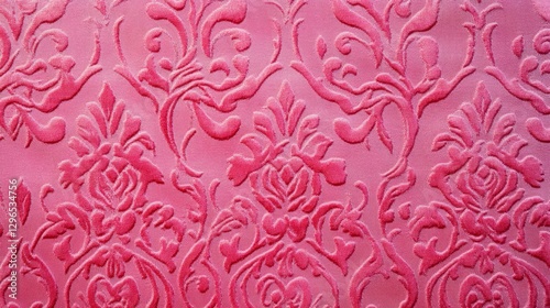 pink embossed floral wallpaper with decorative texture
