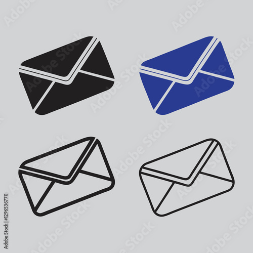 Flat Design Envelope Icons Postal Mail Symbol Set
