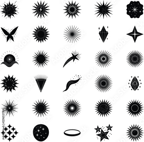 Starburst, Sparkle, Celestial, Shine, Burst, Icons, Glyphs, Symbols, Design, Elements