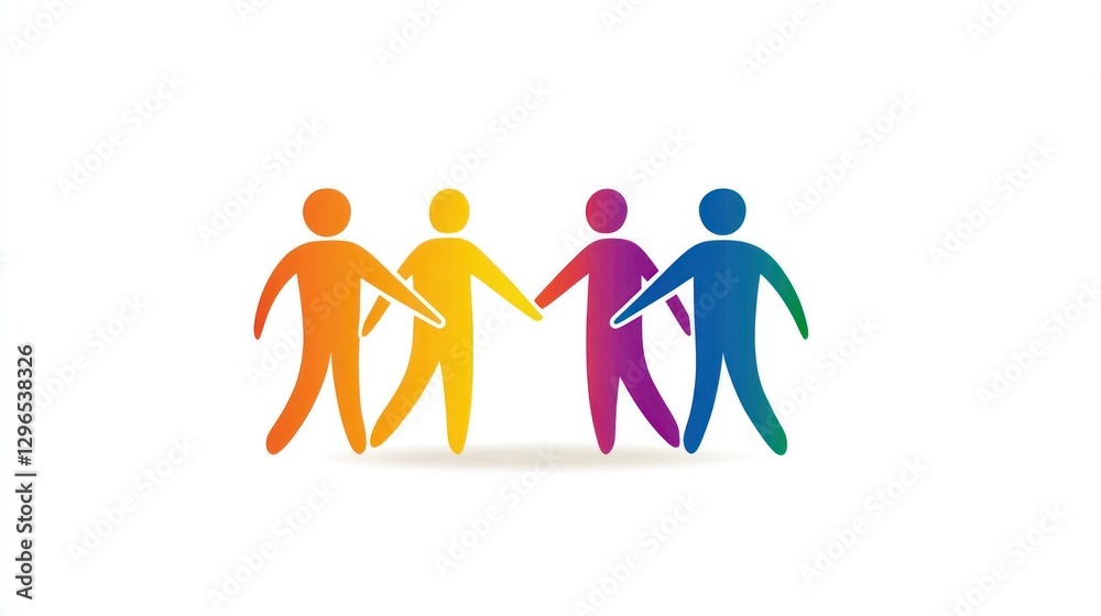 Colorful diverse group of people joining hands, on a white background. Unity, cooperation, togetherness Colorful diverse group of people joining hands, on a white background. Unity, cooperation, togetherness