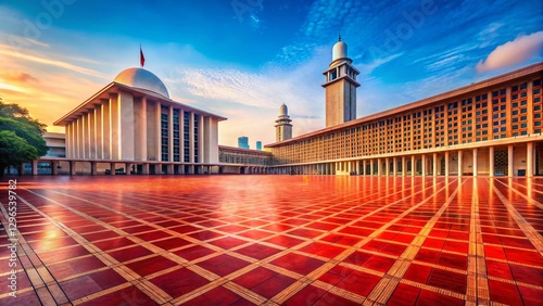 Istiqlal Mosque's Red Ceramic Plaza: Southeast Asia's Largest Mosque photo