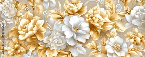 Elegant Baroque Style Wallpaper in Muted Gold Tones