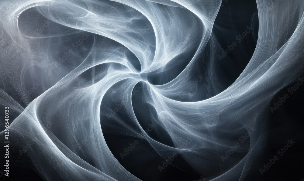 Abstract swirling white smoke against a dark black background. Abstract swirling white smoke against a dark black background.