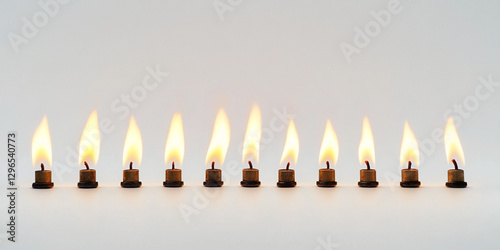 Burning lights on a neutral background, symbol of the Holy Spirit, prayer, Easter in the Christian faith